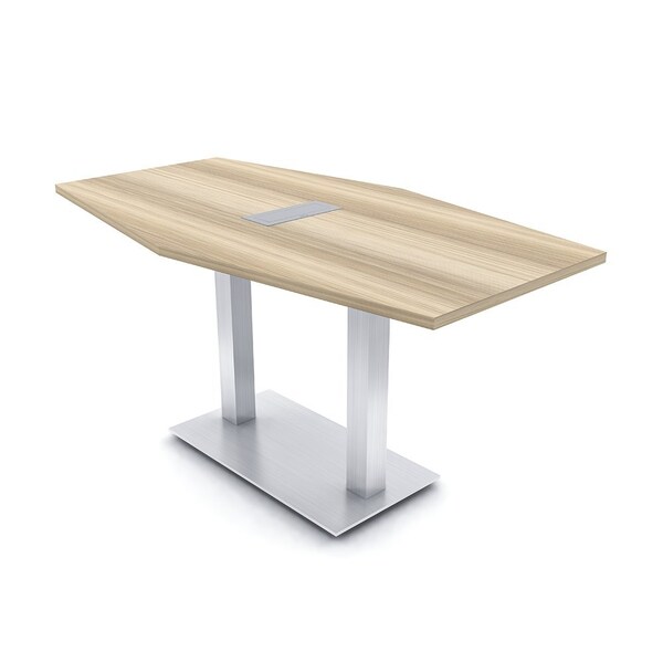Skutchi Designs Hexagon Conference Table With Power, 36 in W, 72 in L, Brown HAR-HEX.IR-36X72-DOU-K525-ESIL - main