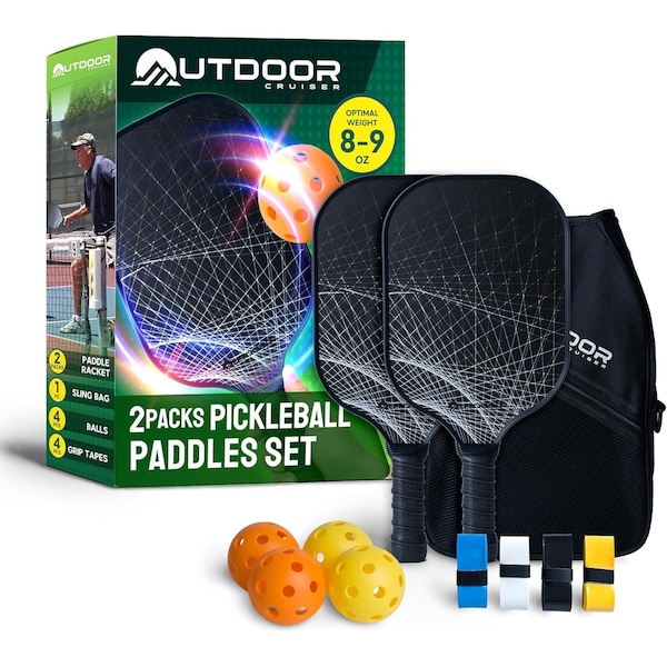 Outdoorcruiser Outdoor Cruiser Pickleball Set, USAPA Approved, Carbon Fiber Paddles, 2 Rackets, 4 Balls, Sling Bag OCCPKB20 - main