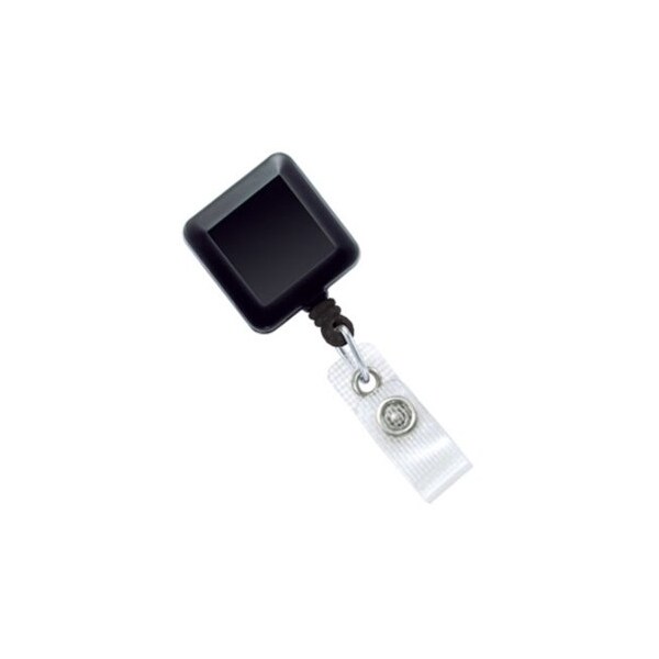 Brady Square Opaque Clip-On Badge Reel - Plastic, Vinyl - 100 / Pack - Black 2120-3821 - main
