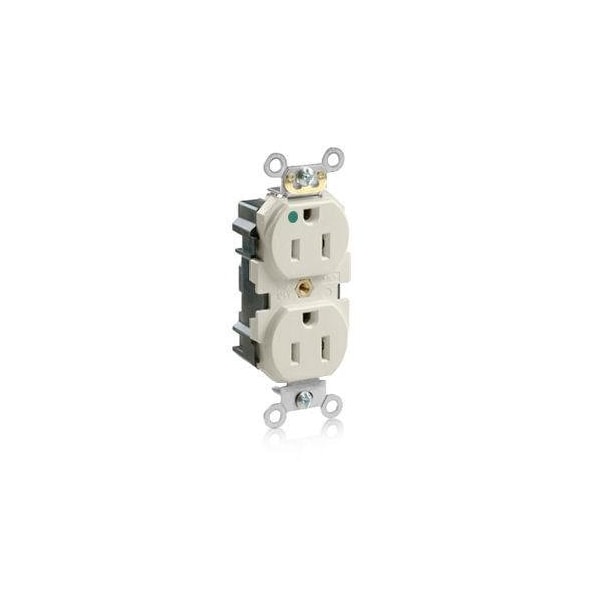 Leviton Straight Blade Receptacle, 5-15R, 15 A, 125V AC, Surface Mount, Self-Grounded M8200-HT - main