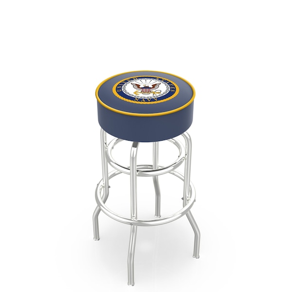 Holland Bar Stool Co 30" U.S. Navy Cushion Seat, 2-Ring Chrome Swivel Bar Stool L7C130Navy - main