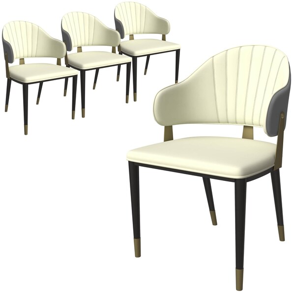 Leisuremod Aria Modern Dining Chair in Leather and Iron Legs with Curved Back in Grey, 4PK AC45GR4 - main