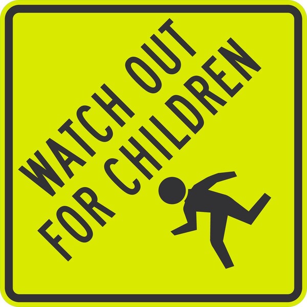 Lyle Watch Out For Children (Child Crossing Symbol), 24x24, Diamond Grade, Yellow Green G-12521-DG_24x24 - main