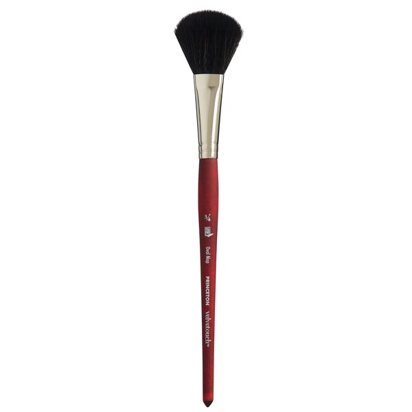 Princeton Velvetouch Oval Mop Brush, Synthetic Bristles, Short Handle Mixed Media, Size 3/4 inch P3950OM075 - main