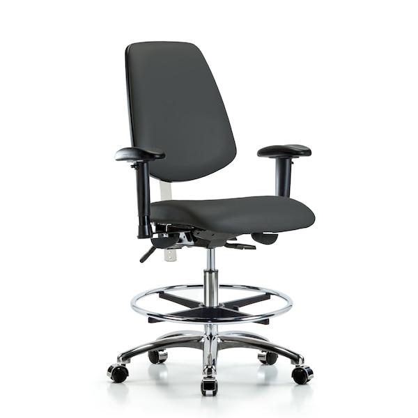 Blue Ridge Ergonomics Clean Room Chair Vin Med Ben Chair, Med, Bk, Gry, CL100, Adjustable Arms, 22" to 29" Height, Vinyl BR-NCR-VMBCH-MB-CR-T0-A1-CF-CC-8605 - main