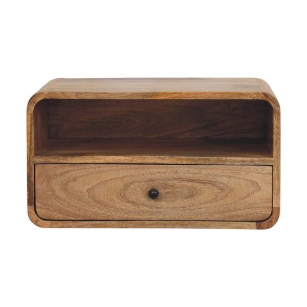 Homeroots 12" Beige Solid Wood Square One Drawer Nightstand 651837 - main