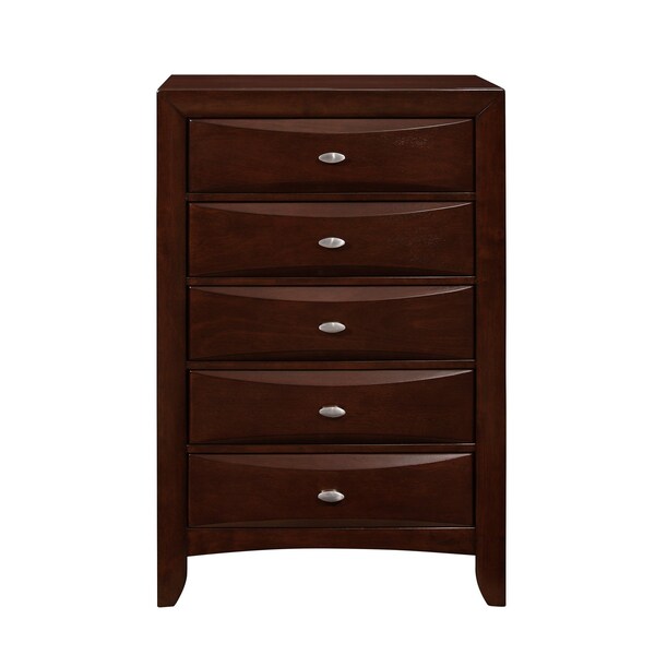 Homeroots New Merlot Chest With 5 Chambared Drawer 384020 - main