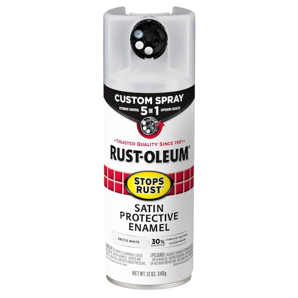 Rust-Oleum Spray Paint, Arctic White, Satin, Solvent, 12 oz 383424 - main