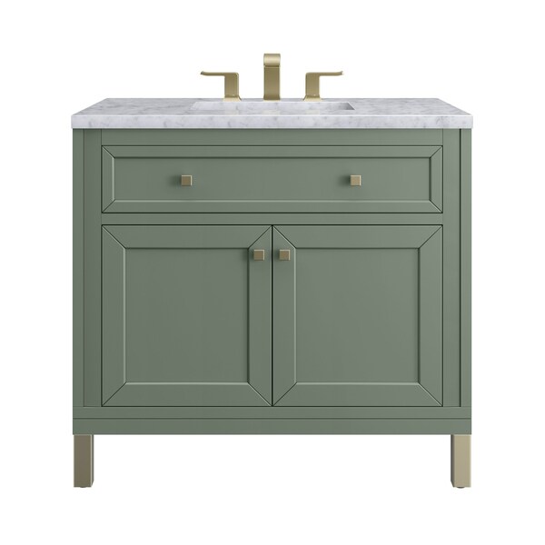 James Martin Vanities Chicago 36 in. Single Vanity, Smokey Celadon, w/ 3 CM Carrara Marble Top 503-V36-SC-3CAR - main