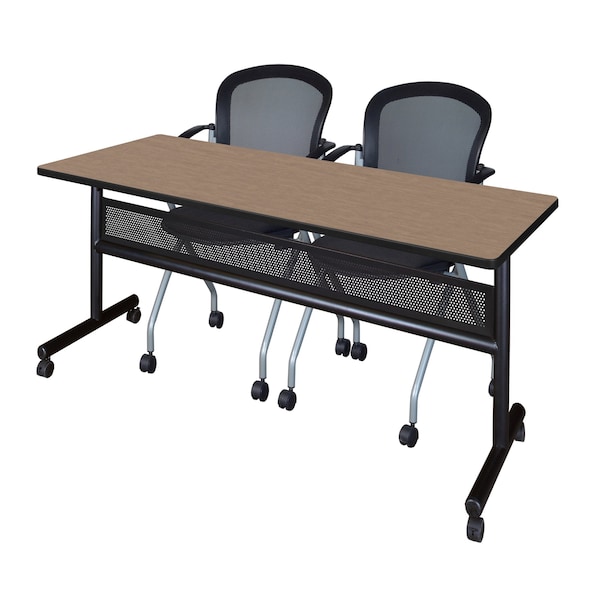 Regency Kobe Flip-Top Privacy Nesting Table W/ 2 Cadence Nest Chairs, 72 in W, 24 in L, Noble Oak MKFTM7224NO23BK - main
