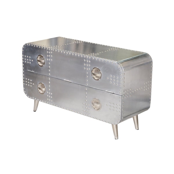 Homeroots 44in Silver Aluminum Enclosed Storage TV Stand 489549 - main