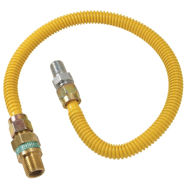 Dormont 1/2'' ODx24'' Coated Stainless Steel Gas Connector 1/2'' MIP, Tapped 3/8'' FIPx1/2'' MIP SmartSense 20C-3131V4TS-24B - main