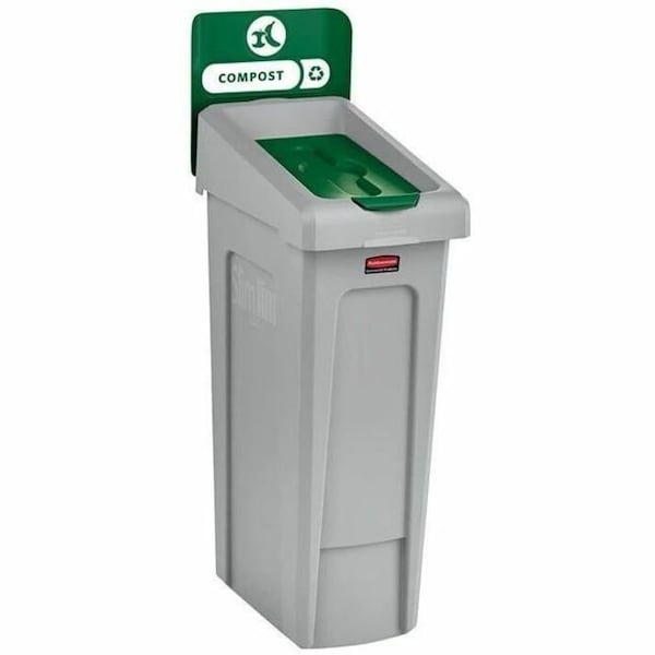 Rubbermaid Commercial 23 gal Rectangular Recycling Bin, Flat with Top Opening, Green, 1 Openings 2185051 - main
