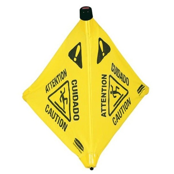 Rubbermaid Commercial Soft Safety Sign, 30 in H, 21 in W, Fabric, Galvanized Steel, Nylon, Polypropylene, FG9S0100YEL FG9S0100YEL - main