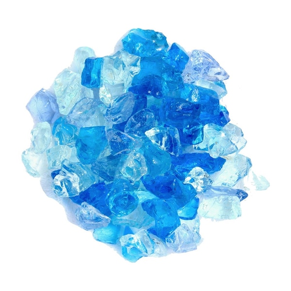 Homeroots Blue Round Reflective Fire Pit Glass 479089 - main