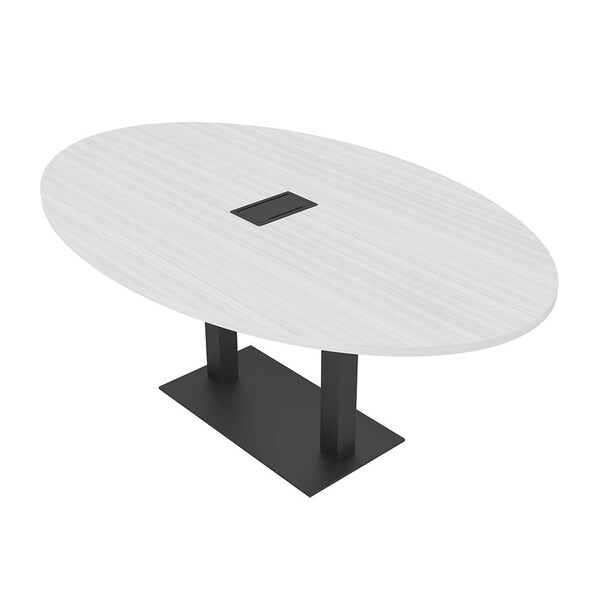 Skutchi Designs Oval Conference Table With Power Unit, 48 in W, 84 in L, White HAR-OVL-48X84-DOU.BK-WA7976-EBLK - main