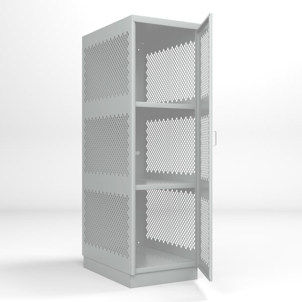 Pucel Heavy Duty Storage Locker, One Door Perforated Ventilated, 24in W x 36in D x 74in H, 4in Base, Gray DLCU-2436-1-PERF-B - main