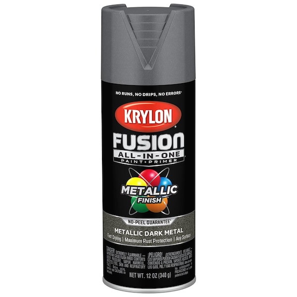 Sw Psb Krylon Purdy Bestt Liebco White Lightning 12 Oz Krylon K02769007 Dark Metal Fusion All-In-One Paint & Primer Spray Paint, Metallic K02768007 - main