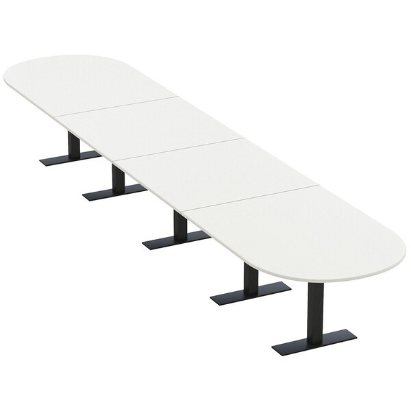 Skutchi Designs 18ft Conference Table With Power Unit | 18 Person Modular Racetrack Meeting Table | Harmony Series HAR-RAC-48X216-T.BK-W960-NA - main