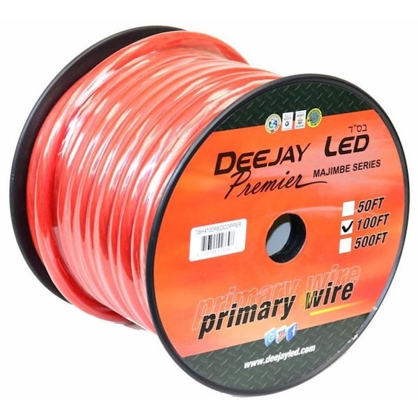 Deejay Led 4-Gauge 100 Foot Red Pure Copper Stranded Power Cable TBH4100REDCOPPER - main