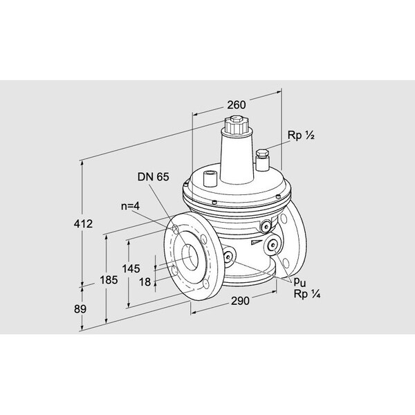 Honeywell Kromschroder Gas Pressure Regulator - VGBF Series, 10–30 mbar, Safety Diaphragm KS86049223 - main