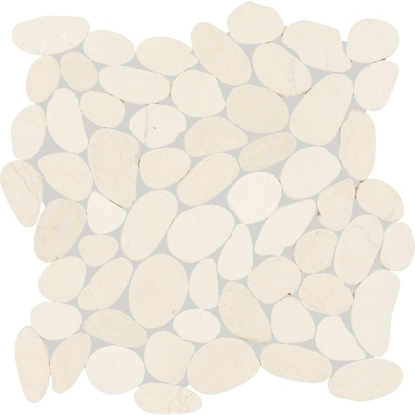 Daltile Pebble Oasis Natural Stone Flat Pebble Mosaic 12in x 12in in Tumbled Icicle, 11PK PB18FLTPEBMSTM - main