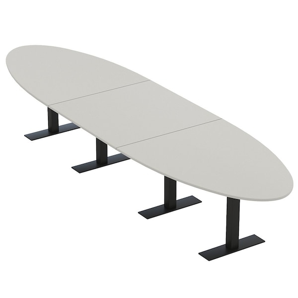Skutchi Designs 16ft Conference Table With Power Unit | 14 Person Modular Oval Meeting Table | Harmony Series HAR-OVL-48X192-T.BK-U779-NA - main