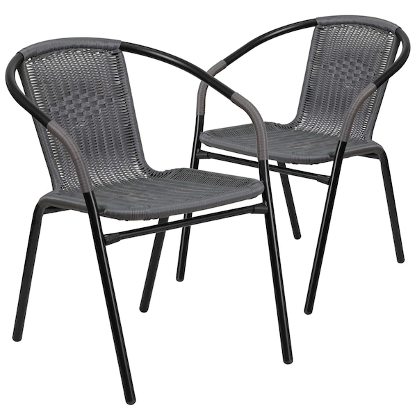 Flash Furniture Lila Gray Rattan Indoor-Outdoor Restaurant Stack Chair, PK2 2-TLH-037-GY-GG - main