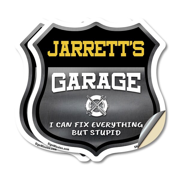 Signmission Jarrett's Garage I Can Fix Everything But Stupid, 18 inch X 18 inch, Vinyl Decal, 2PK SHI-D-2PACK-18-490-JARRETT - main
