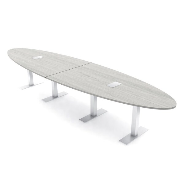 Skutchi Designs 14ft Conference Table With Power Unit | 12 Person Modular Oval Meeting Table | Harmony Series HAR-OVL-48X168-T-K458-ESIL - main