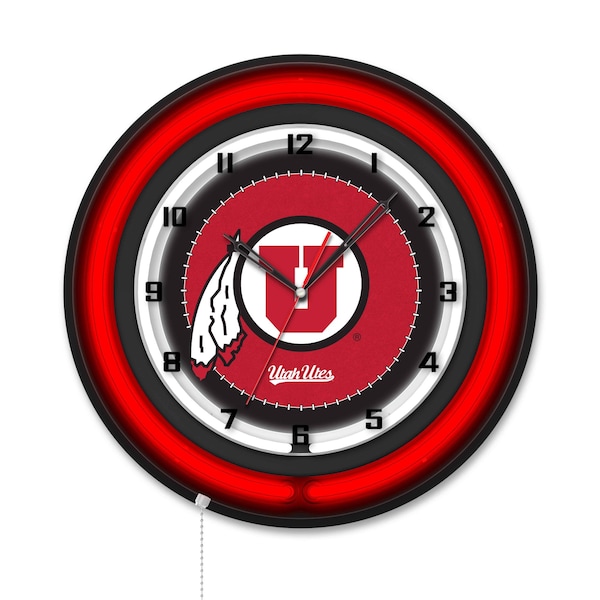 Holland Bar Stool University of Utah 19 Double Neon Wall Clock Clk19BK - main