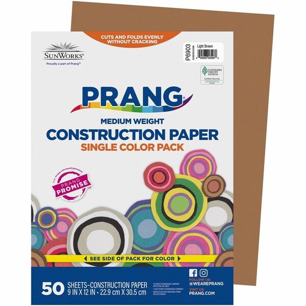 Sunworks Construction Paper, Light Brown, 50PK PAC6903 - main