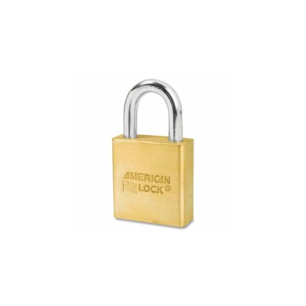 American Lock Solid Brass Padlock, 5/16 in dia, 1-1/8 in L, 3/4 in W, Keyed Alike, Keyed - 43222, 6PK 045-A5560KA-43222 - main