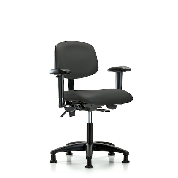 Blue Ridge Ergonomics Desk Chair Desk Chair, Vinyl, AA Glides, Gry, Adjustable Arms, 18" to 23" Height, Vinyl, Charcoal BR-VDHCH-RG-T0-A1-RG-8605 - main