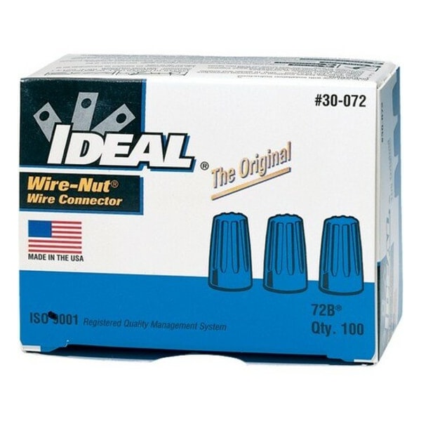 Ideal Twist On Wire Connector, 22 AWG to 14 AWG, 300 V, Standard Style, Blue, 100 PK 30-072 - main