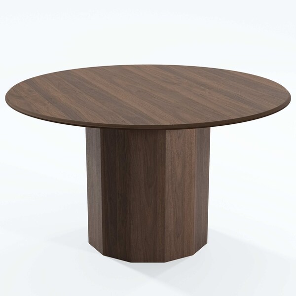 Homeroots 52" Brown Wood Pedestal Base Round Top Dining Table 720955 - main