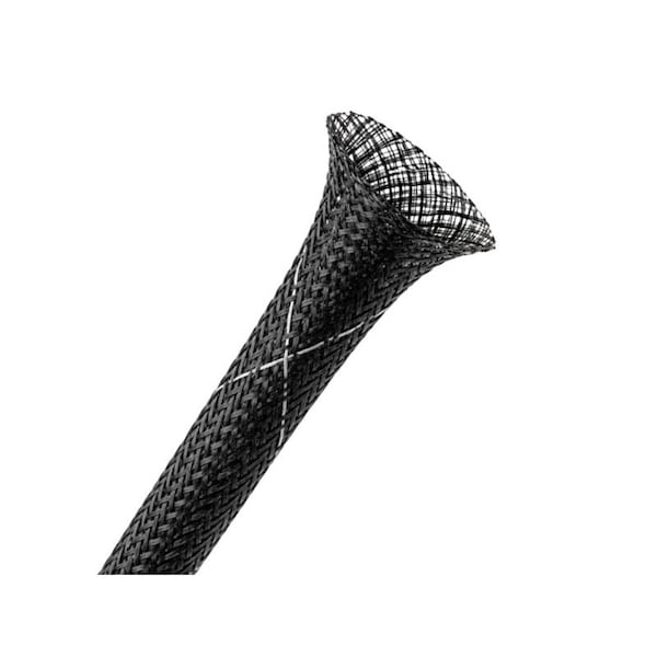 Kable Kontrol Flame Retardant PET Expandable Braided Cable Sleeving - 3/4in ID - 50ft - Black With White Tracer FRFW075-BKW-50SP - main