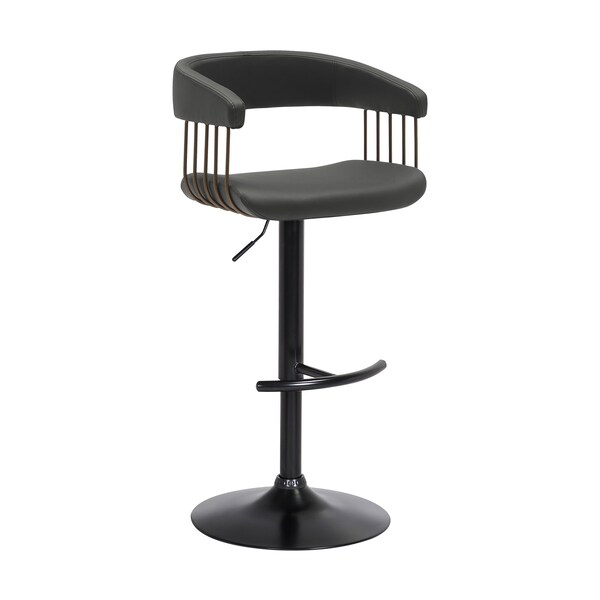 Armen Living Calista Adjustable Bar Stool in Black Faux Leather with Golden Bronze and Black Metal LCCABACOBLK - main