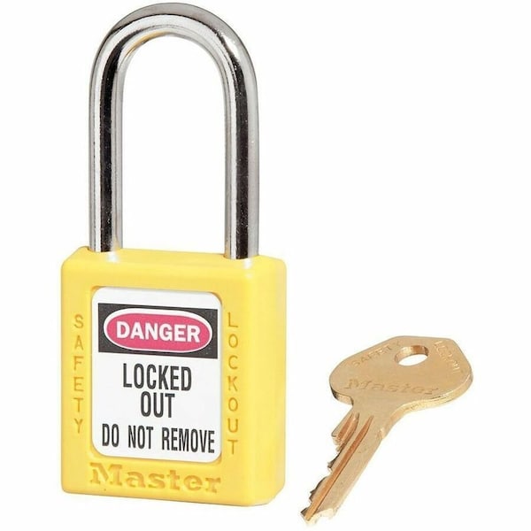 Master Lock Zenex Thermoplastic Safety Padlock, 1-1/2 in Wide with 1-1/2 in Tall Shackle, Yellow 410YLW - main