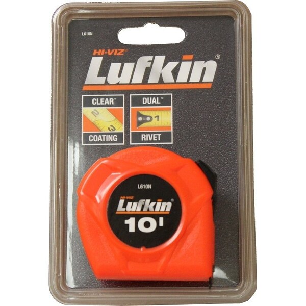 Cresent Lufkin Crescent Lufkin HiViz Series Tape Measure, 10 ft L Blade, 12 in W Blade, Steel Blade, Plastic Case L610N - main