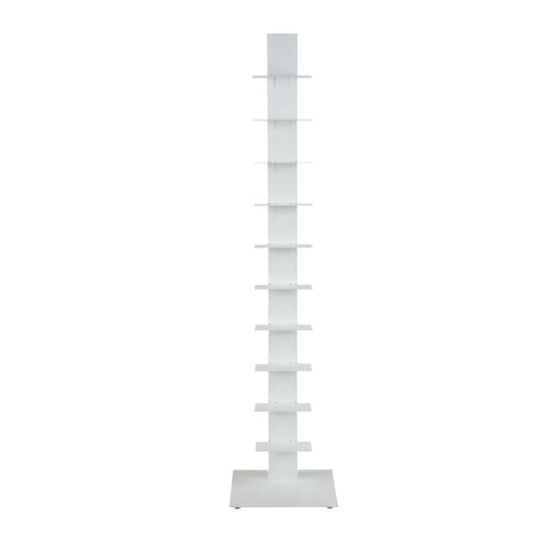 Homeroots 60" White Metal Ten Shelf Modern Tower Bookcase 400822 - main