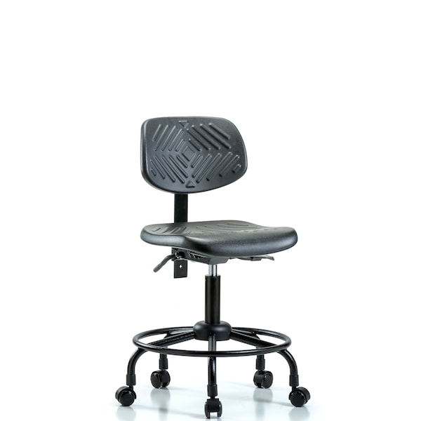 Blue Ridge Ergonomics Desk Chair Desk Chair, Med, Poly, Bk.RT, Tilt Casters, No Arms, 19" to 23" Height, Black; Blue BR-PDHCH-MB-RT-T1-A0-RC - main