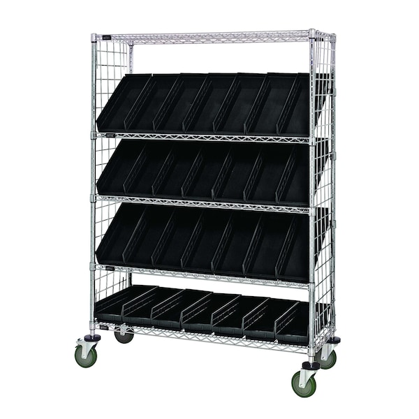 Quantum Storage Systems WIRE CART SLANT SHELVES W/ 20 BINS WRCSL5-63-2436EP-106BK - main