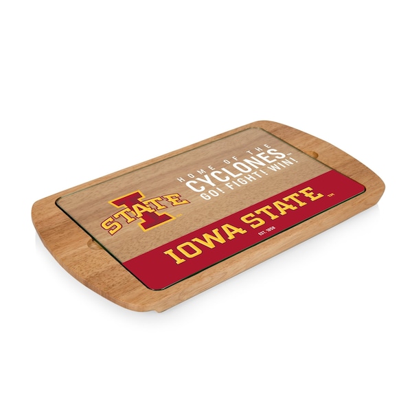 Picnic Time Family Of Brands NCAA Iowa State Cyclones Billboard Glass Top Cheese Board - Charcuterie Boards, Parawood 911-01-505-234-0 - main