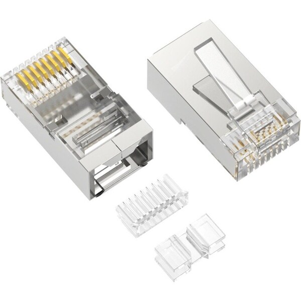 Axiom RJ45 Cat.6a Shielded Plug, 3pc Type, Solid/Stranded Wire, 50 Micron, 100-Pack RJ45C6ASS3100-AX - main