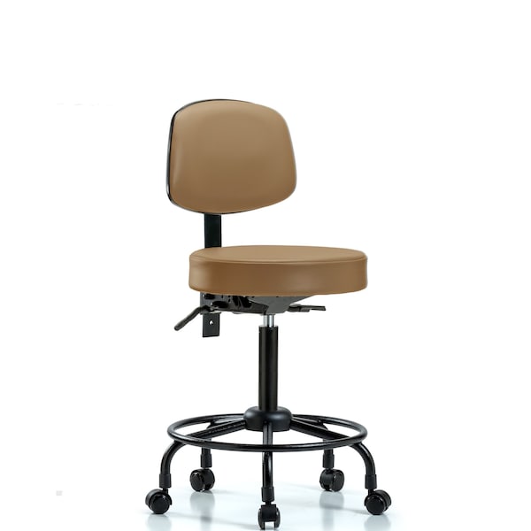 Blue Ridge Ergonomics Med Bench Stool, Vinyl, Bk, RT, Cast, Taupe, Caster Type: Rolling BR-VMBST-RT-T1-RC-8584 - main