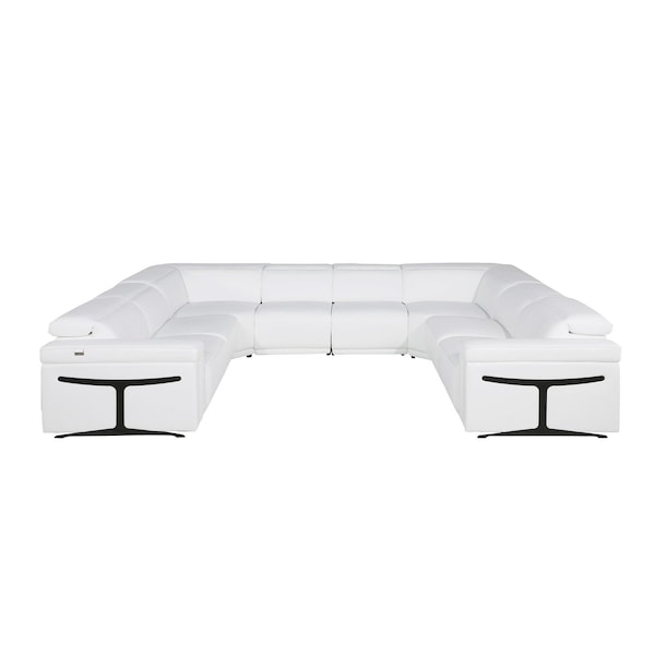 Homeroots White Italian Leather Power Reclining U Shaped Eight Piece Corner Sectional 634679 - main