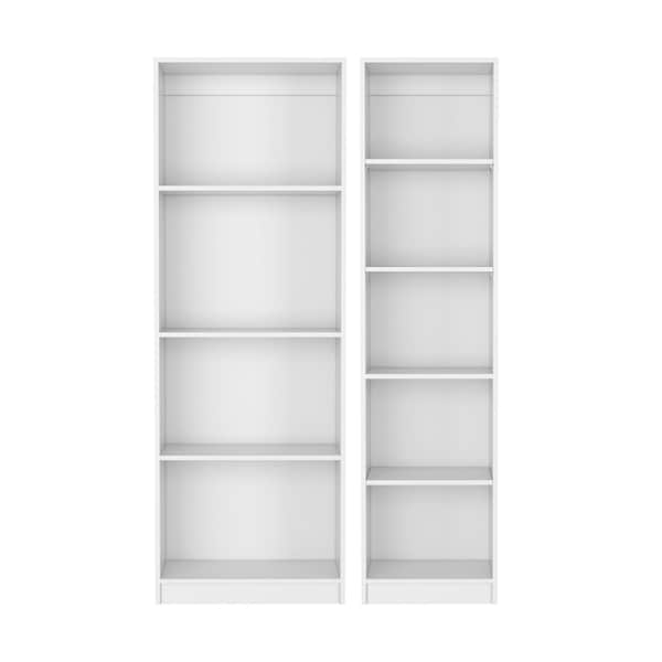 Homeroots Set of Two White Wood Nine Tier Modular Bookcase, 2PK 546623 - main