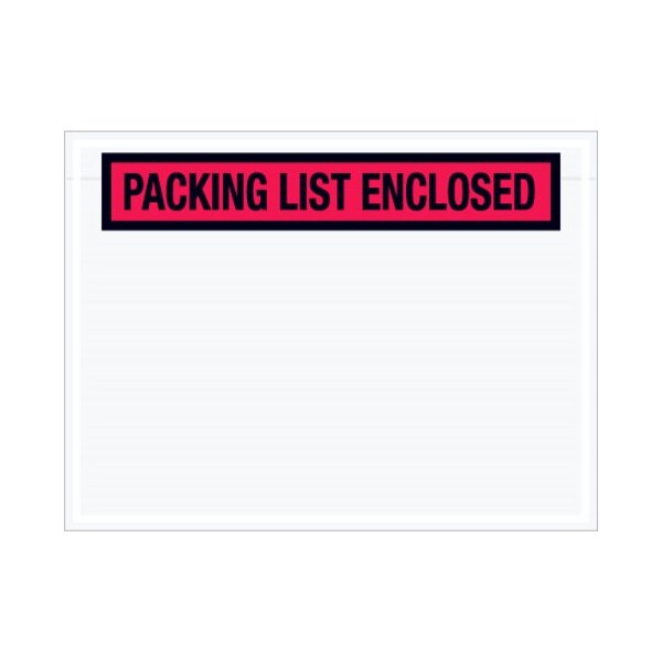 Box Packaging Panel Face Envelopes , "Packing List Enclosed" Print, Top Opening, 6"L x 4-1/2"W, Red, 1000/Pack PL451 - main