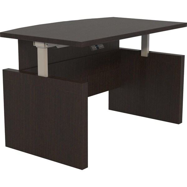 Safco Adjustable Desk Aberdeen Height-Adjustable 72" Bow Fron, 49.3 in H, 72 in W X Wood, Mocha ABDH7242LDC - main